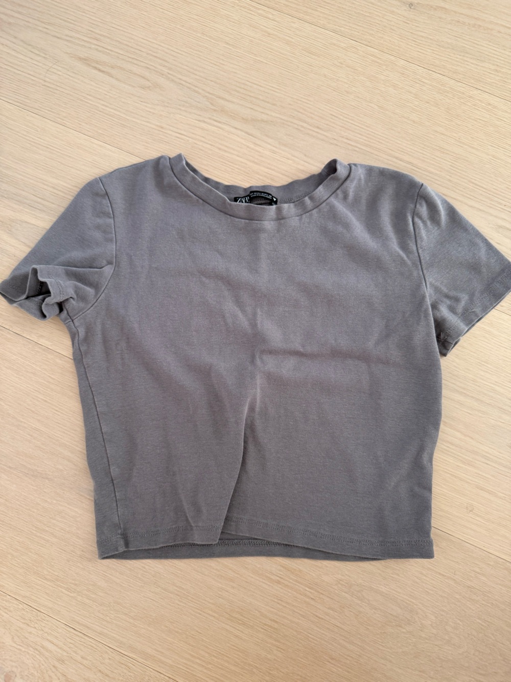 Zara Charcoal Cropped Crewneck Tee